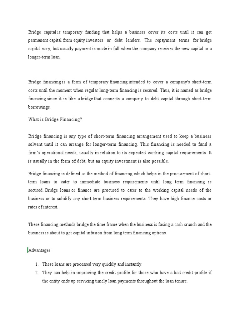 Bridge Capital PDF Loans Finance & Money Management