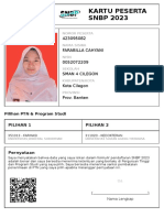 Kartu Peserta SNBP 2023: 423095082 Farabilla Cahyani 0052072209 Sman 4 Cilegon Kota Cilegon Prov. Banten