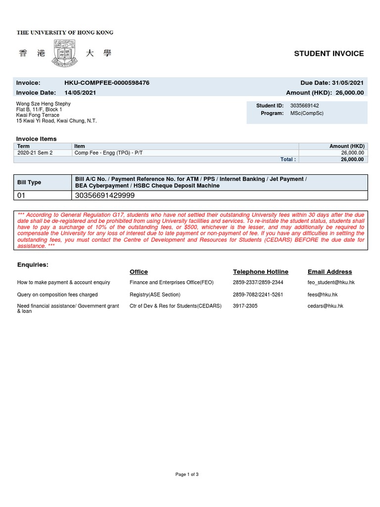 HKU Composition Fee Payment Guide | PDF | Cheque | Payments
