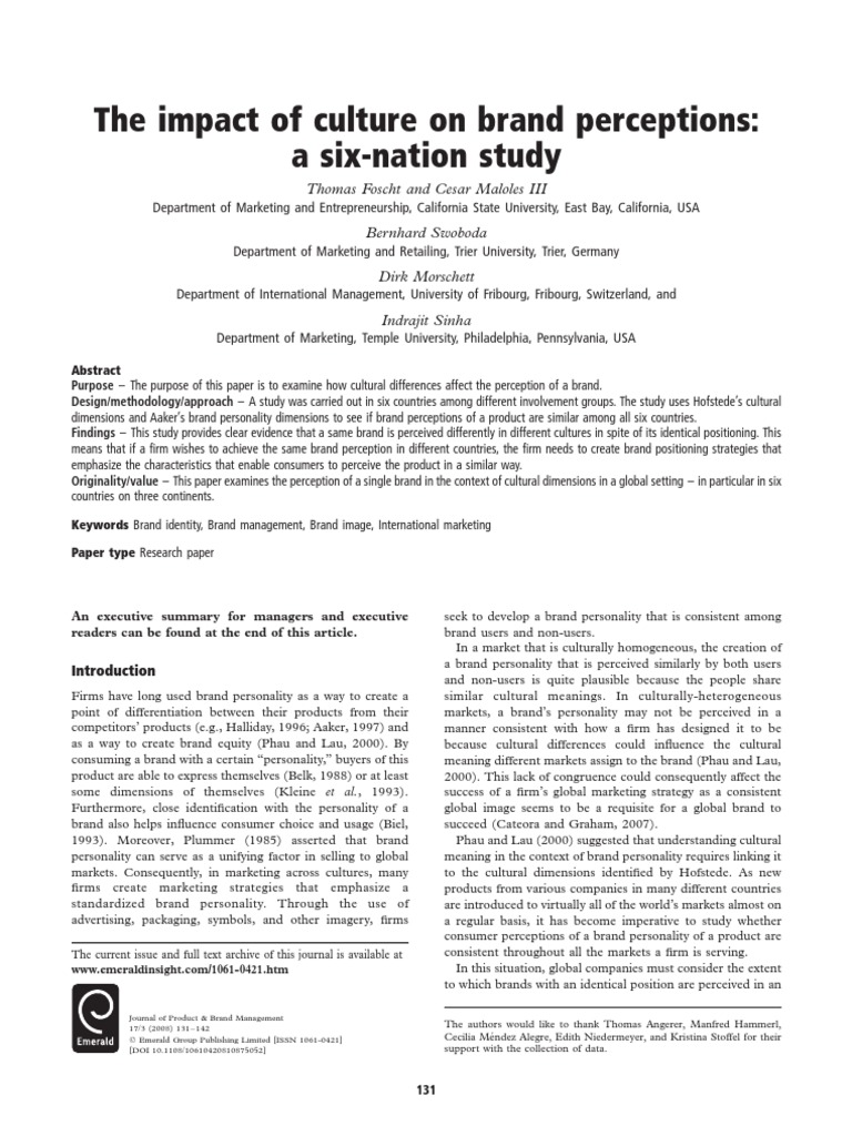 Cultural Impact on Brand Perception | PDF | Brand | Attitude (Psychology)