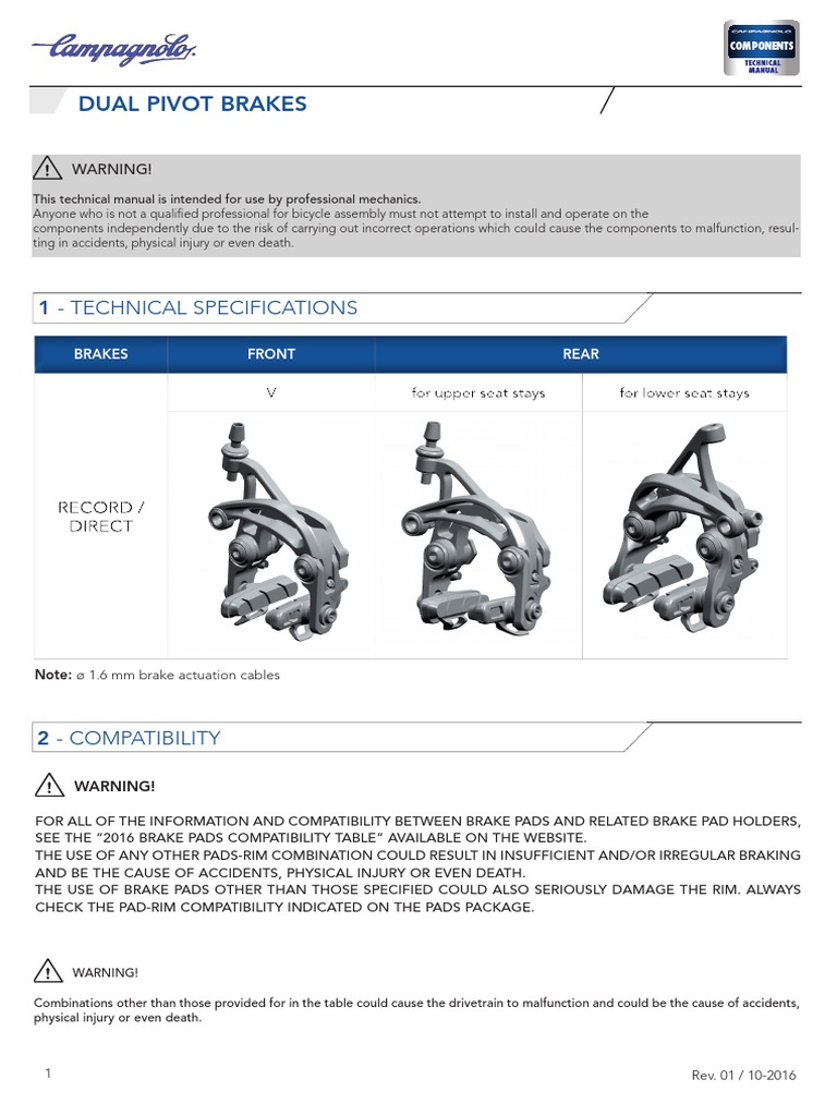 035 2336 Technical Manual Direct Mount Road Brakes Campagnolo