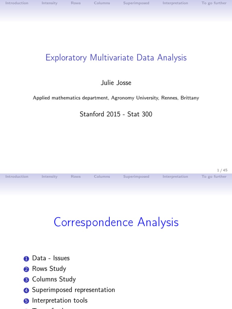 Exploratory Multivariate Data Analysis Julie Josse 2015 Download Exploratory multivariate data analysis julie josse 2015 download