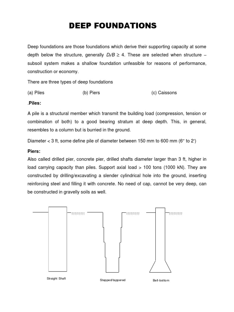 Deep Foundations: Types and Uses | PDF | Deep Foundation | Foundation ...