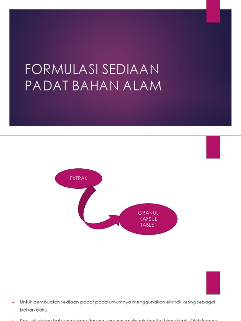 Formulasi Sediaan Padat Bahan Alam PDF | PDF
