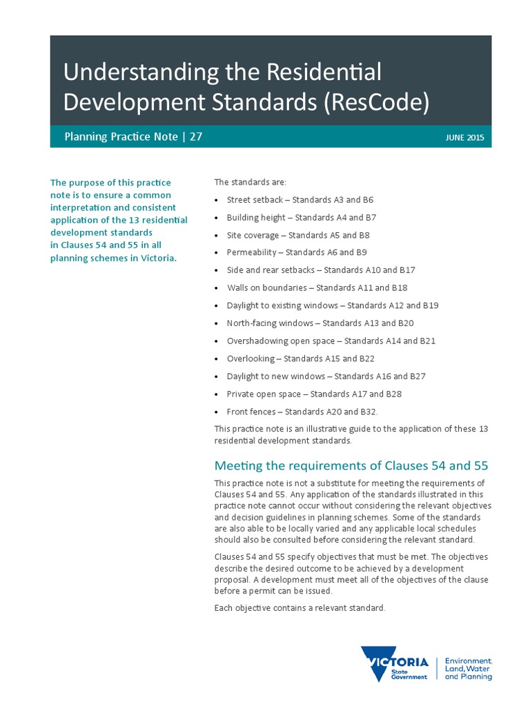 PPN27 Understanding The Residential Development Standards ResCode ...