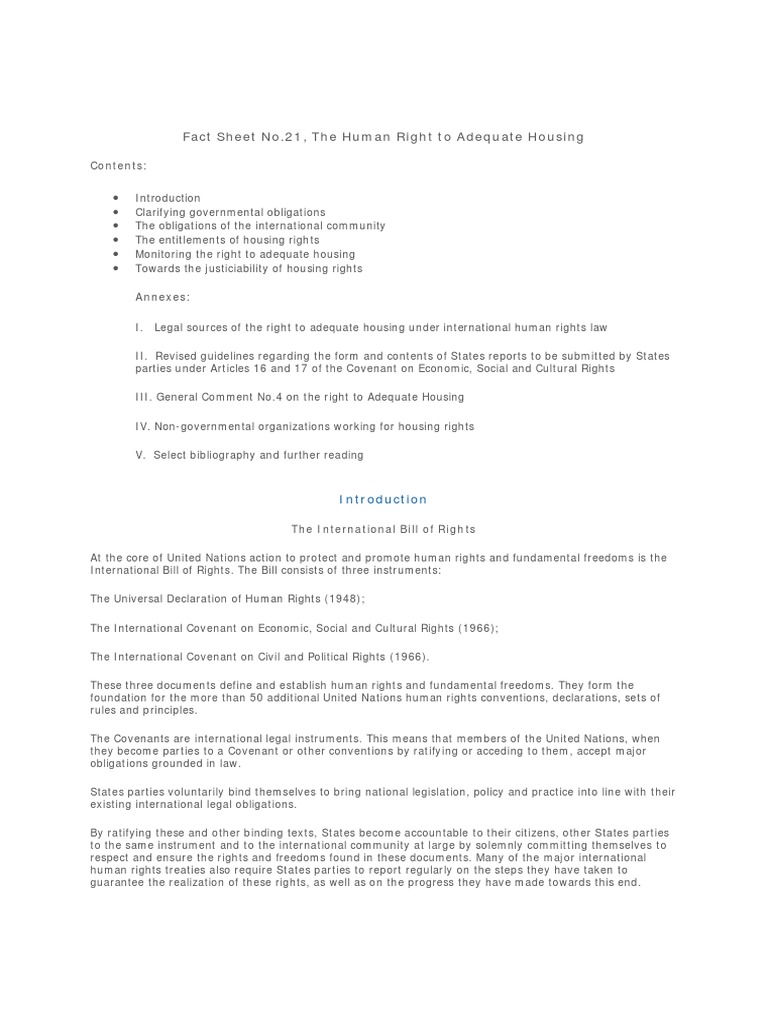 3) Adequate Housing Definition PDF International Labour