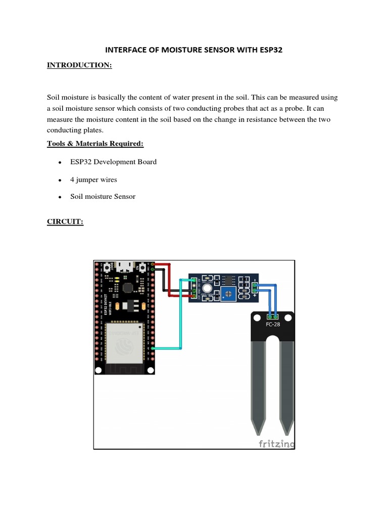 Interface of Moisture Sensor With Esp32 | PDF