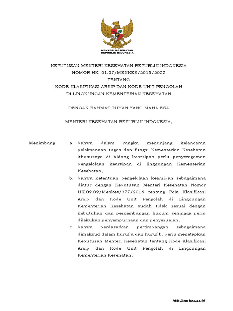 kmk-no-hk-01-07-menkes-2015-2022-ttg-kode-klasifikasi-arsip-dan-kode