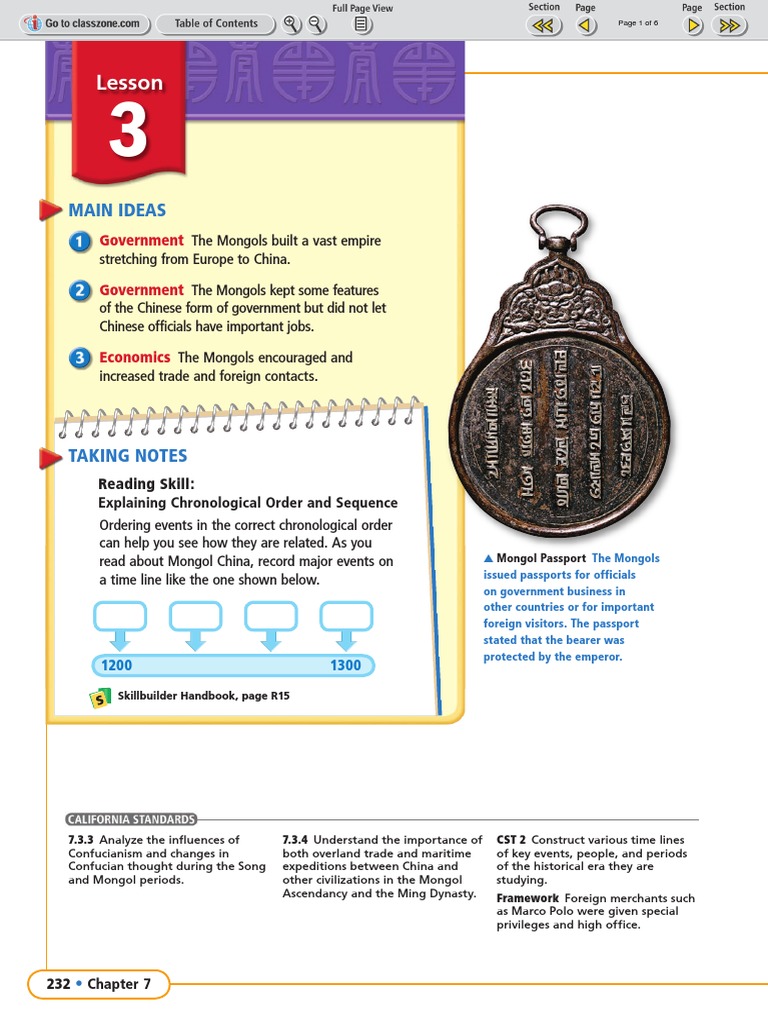 Mongol Outline Reading Pdf Genghis Khan Mongol Empire