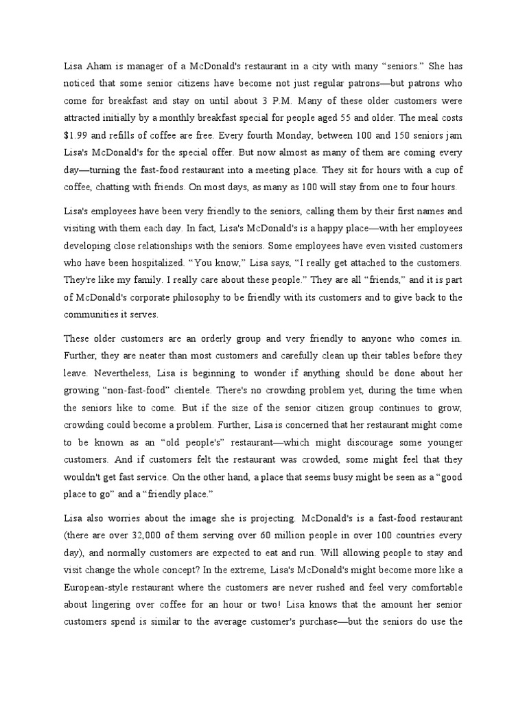 Mcdonald Senior Restaurant PDF Mc Donald's Restaurants