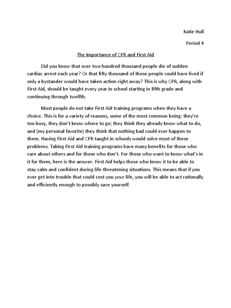 First Aid and CPR Speech PDF