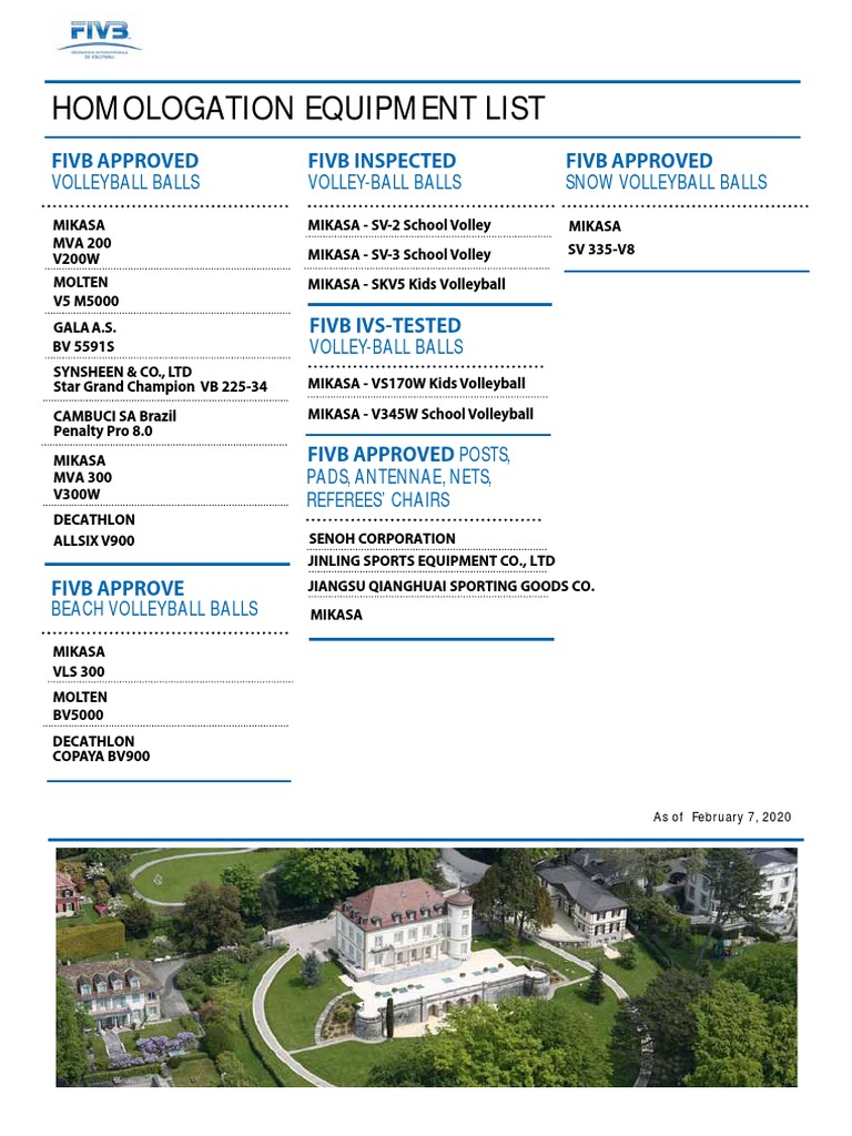 FIVB Approved Volleyball Equipment List | PDF