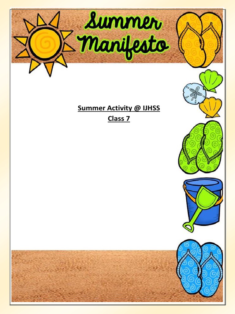 Summer Activity Class 7 PDF