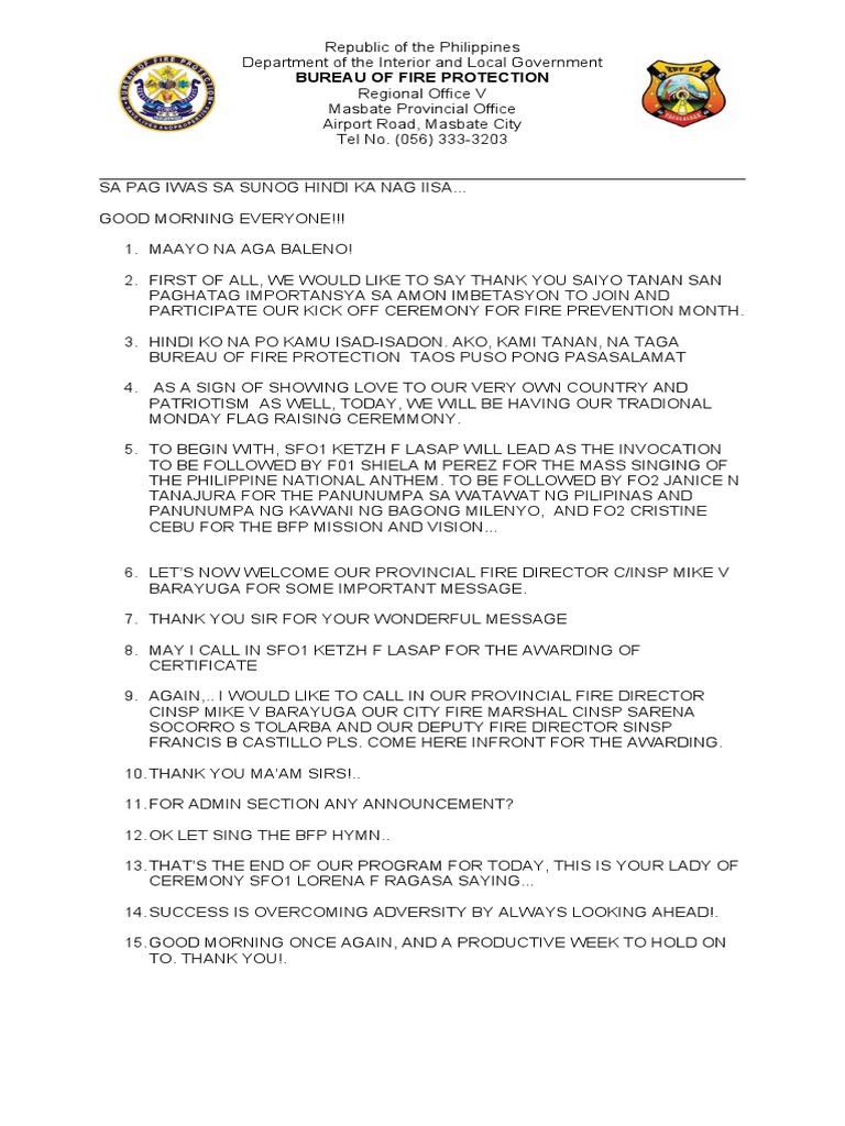 Opening Message For Kick Off. | PDF | Philippines