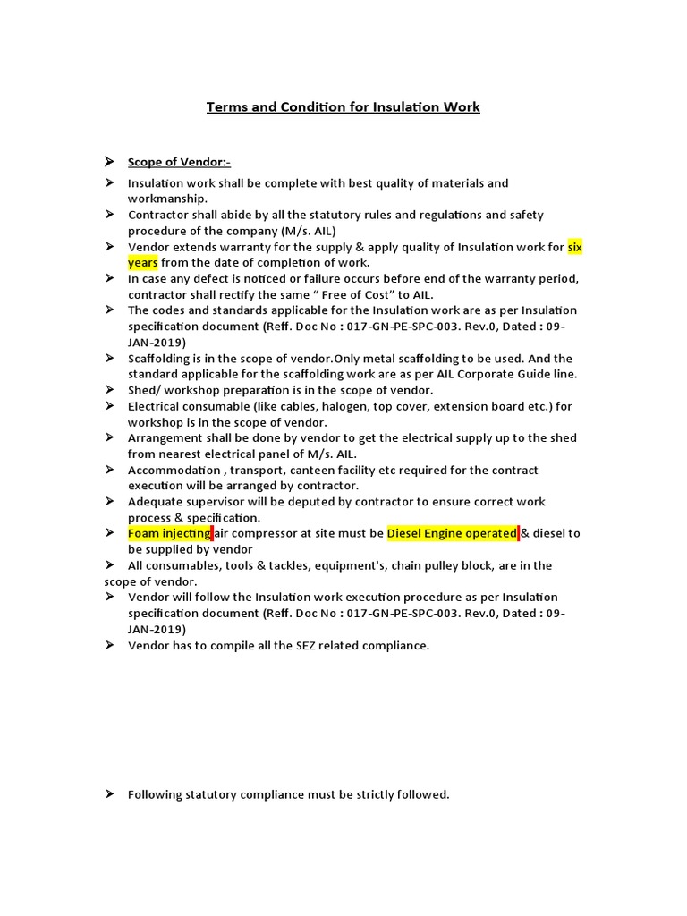 Insulation Work Scope and Compliance | PDF | Employment | Personal ...