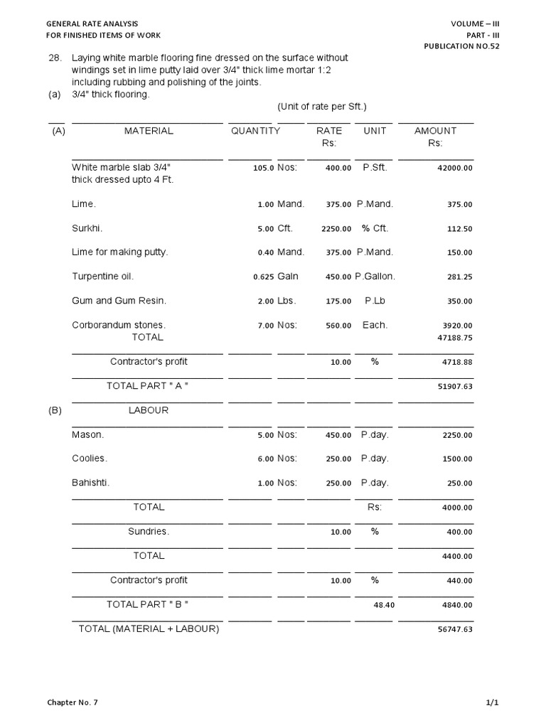 White Marble Flooring Rate Analysis | PDF | Materials | Joining