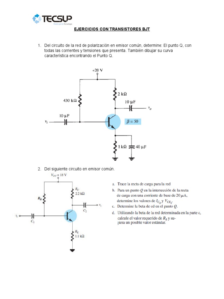 Ejercicios Con Transistores BjtTecsup PDF