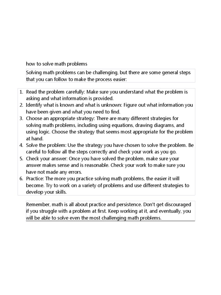 How To Solve Math Problems | PDF