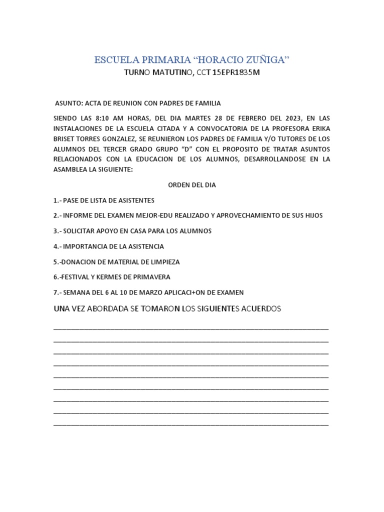 Orden Del Dia Marzo PDF