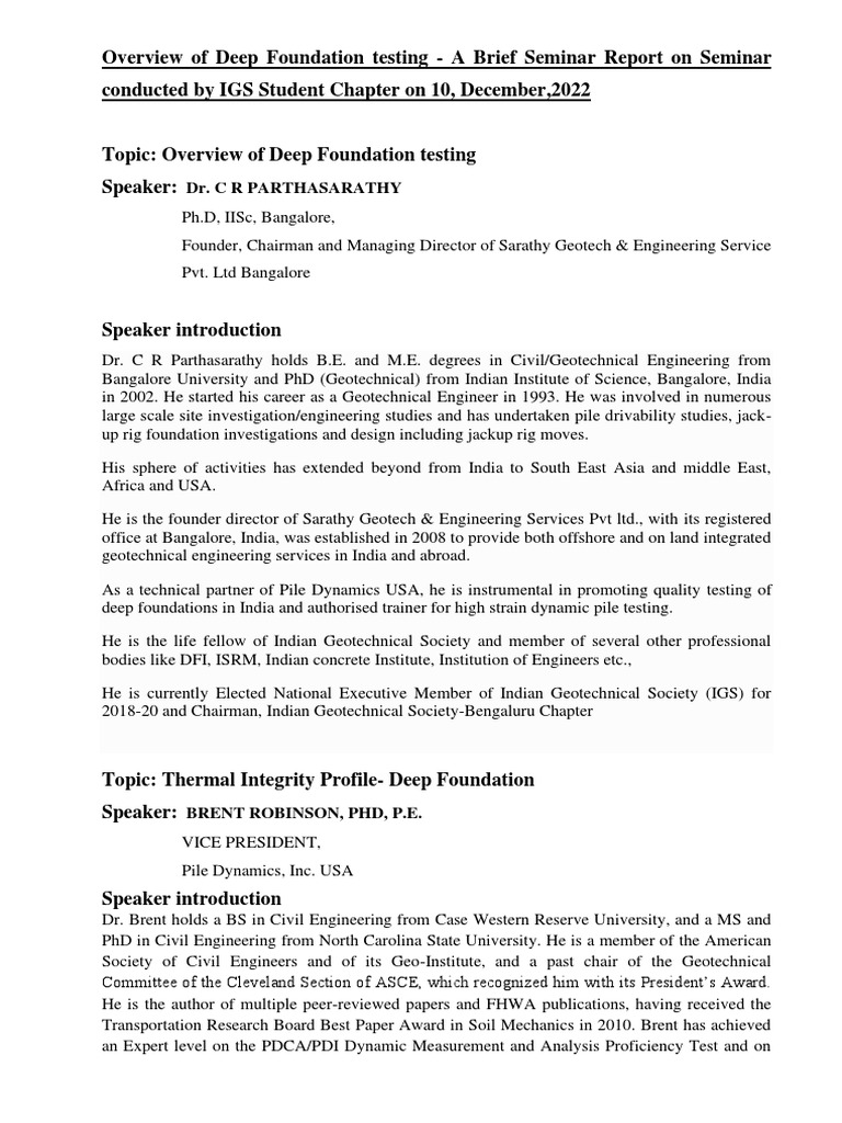 Overview of Deep Foundation Testing A Brief Seminar Report PDF PDF