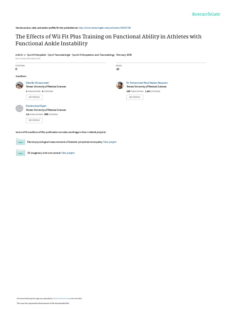 Wii Fit Plus and Ankle Stability | PDF | Physical Therapy | Balance ...