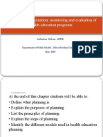 Planning, Implementation, Monitoring and Evaluation of