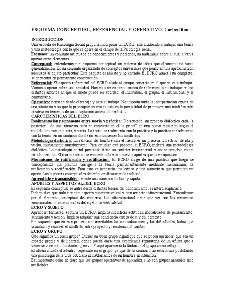 ECRO: Esquema Conceptual en Psicología Social | PDF | Aprendizaje ...