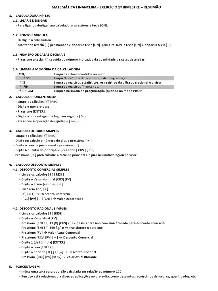 Guia Prático de Matemática Financeira | PDF | Juros | Desconto