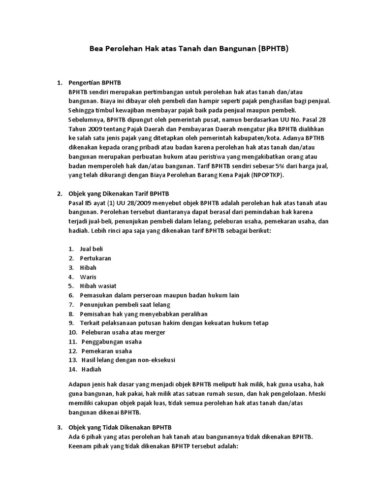 Bea perolehan hak tanah bangunan pembeli