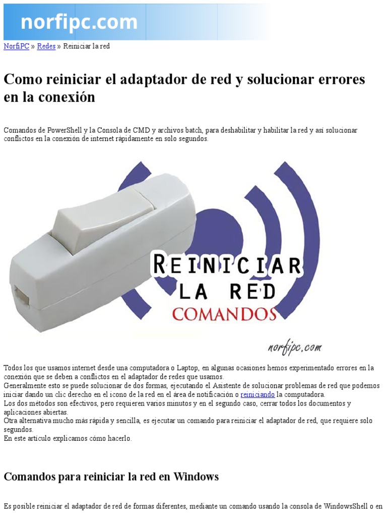 Como Reiniciar El Adaptador de Red y Solucionar Errores en La Conexión