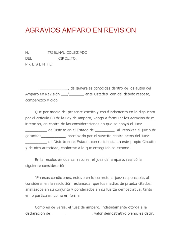 Agravios Amparo en Revision | PDF | Sentencia (ley) | Justicia