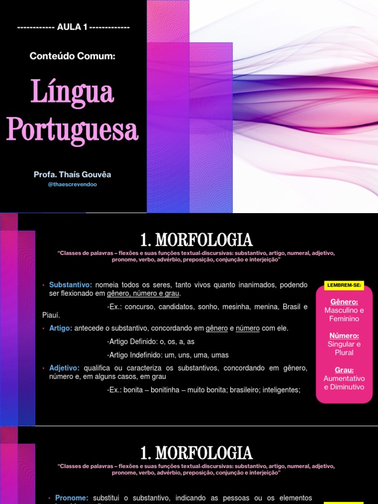 Morfologia da Língua Portuguesa | PDF | Pronome | Classe gramatical