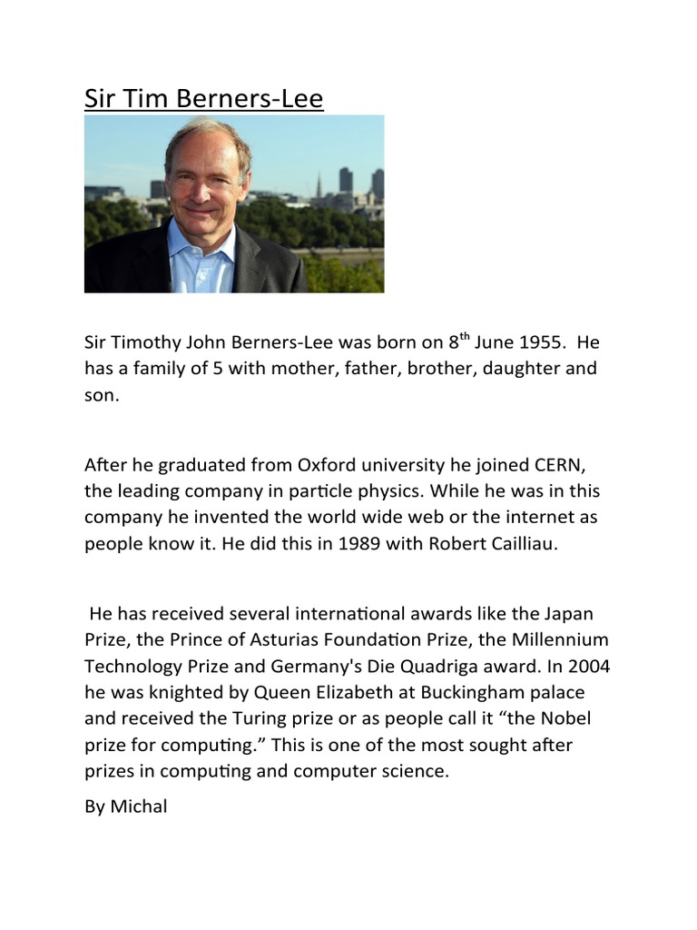 Sir Tim Berners Lee Biography Pdf