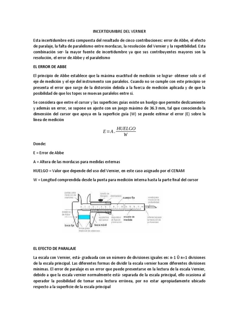 Incertidumbre en el uso del Vernier | PDF | Medición | Science