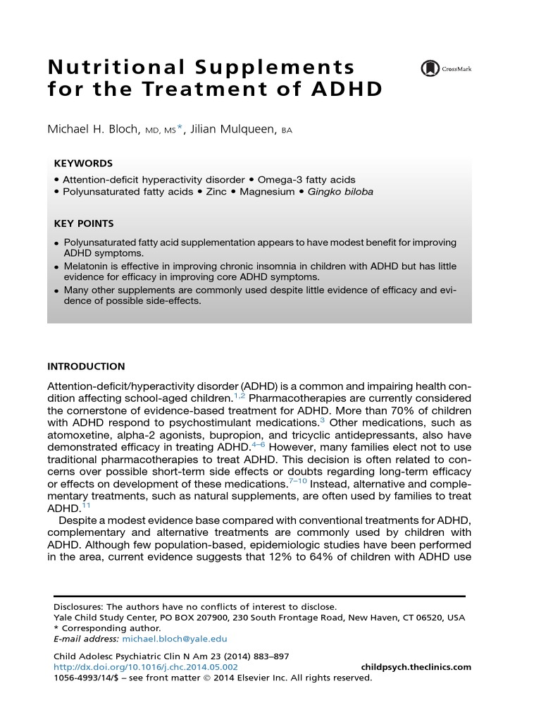 Nutritional Supplements in PT of ADHD 2014 PDF Attention Deficit