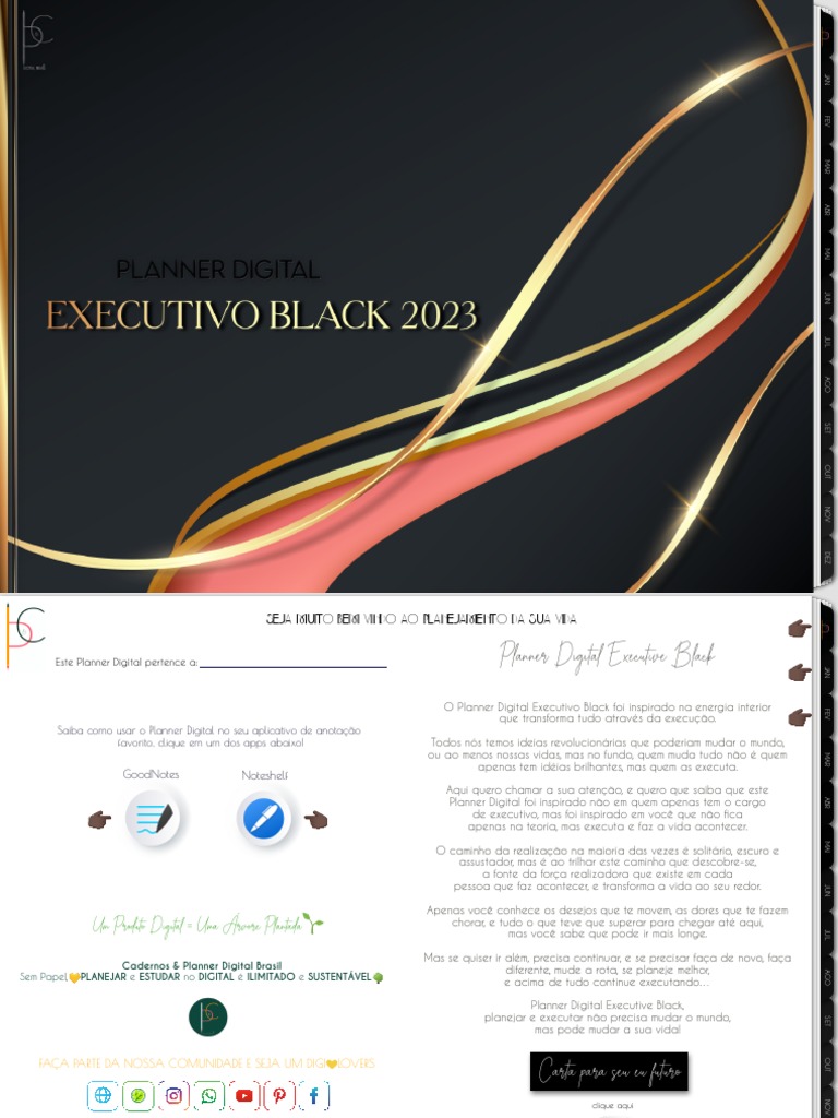 Gratuito Planner Digital 2023 Executive Black Cadernos & Planner