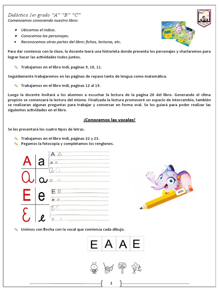 Actividades de Lenguaje para Primer Grado | PDF | Artes del Lenguaje y ...