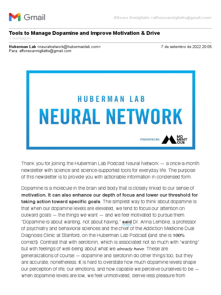 Tools To Manage Dopamine and Improve Motivation & Drive | PDF ...