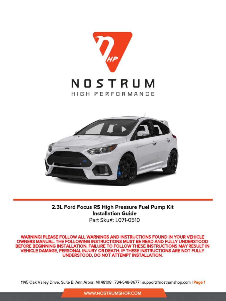 2 3l Ecoboost Ford Focus Rs High Pressure Fuel Pump Kit Install Pdf