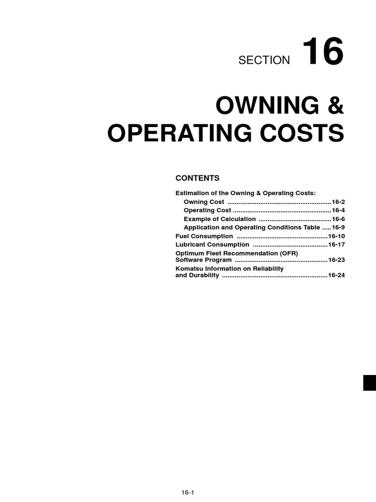 Estimating Komatsu Equipment Costs | PDF | Depreciation | Cost