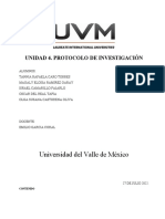 Universidad Del Valle de México: Unidad 4. Protocolo de Investigación