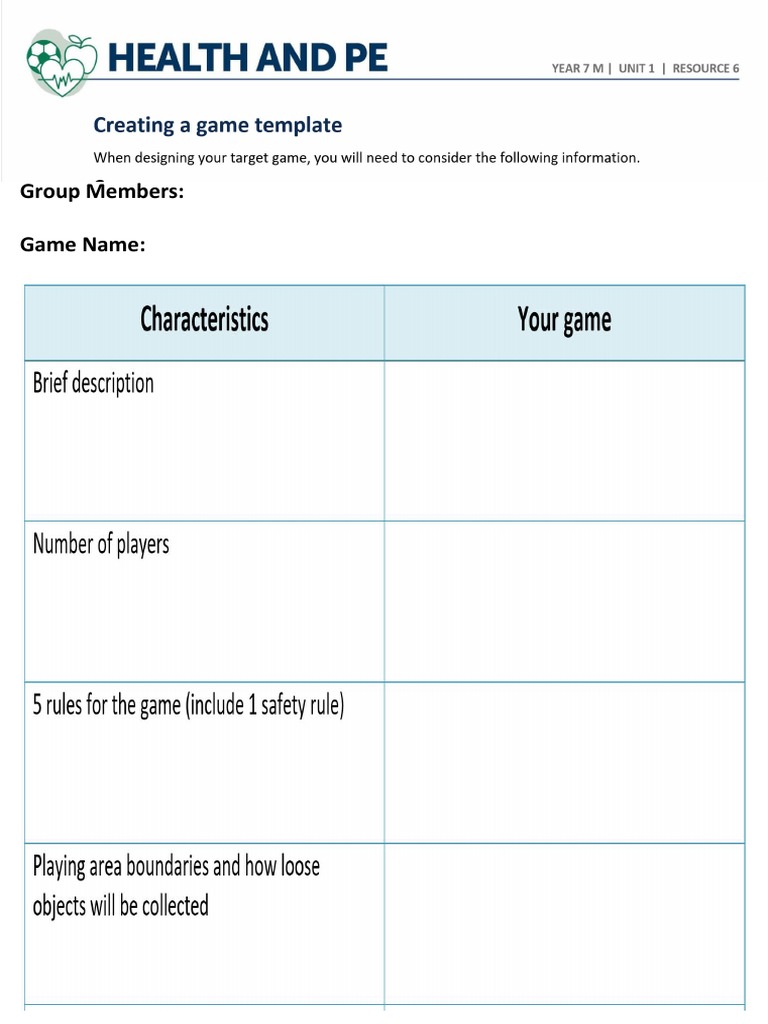 Game Template | PDF