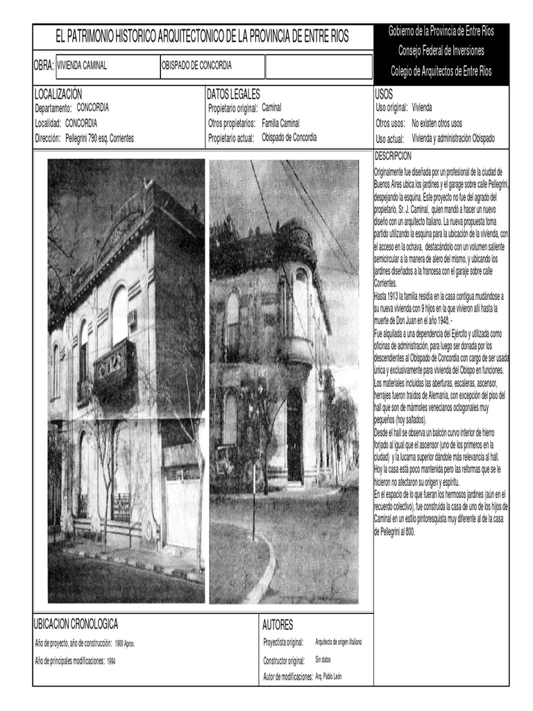Historia de la Vivienda Caminal en Concordia | PDF