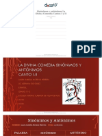 Docsity Sinonimos y Antonimos La Divina Comedia Cantos I y II PDF
