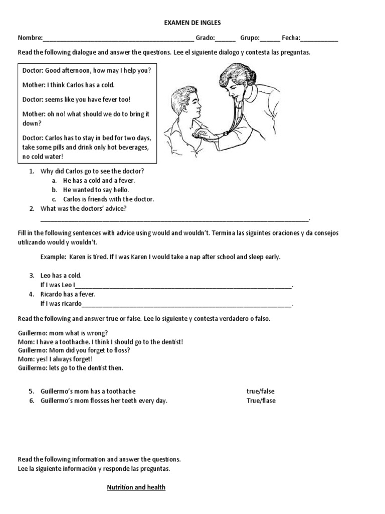 Segundo Grado Secundaria Examen de Ingles Segundo Trimestre | PDF ...
