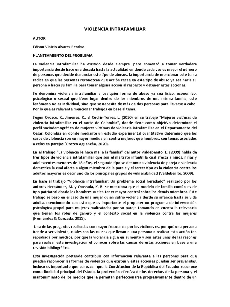 Tipos y Efectos de la Violencia Intrafamiliar | PDF | La violencia ...