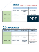 Horario Vacacional 2023