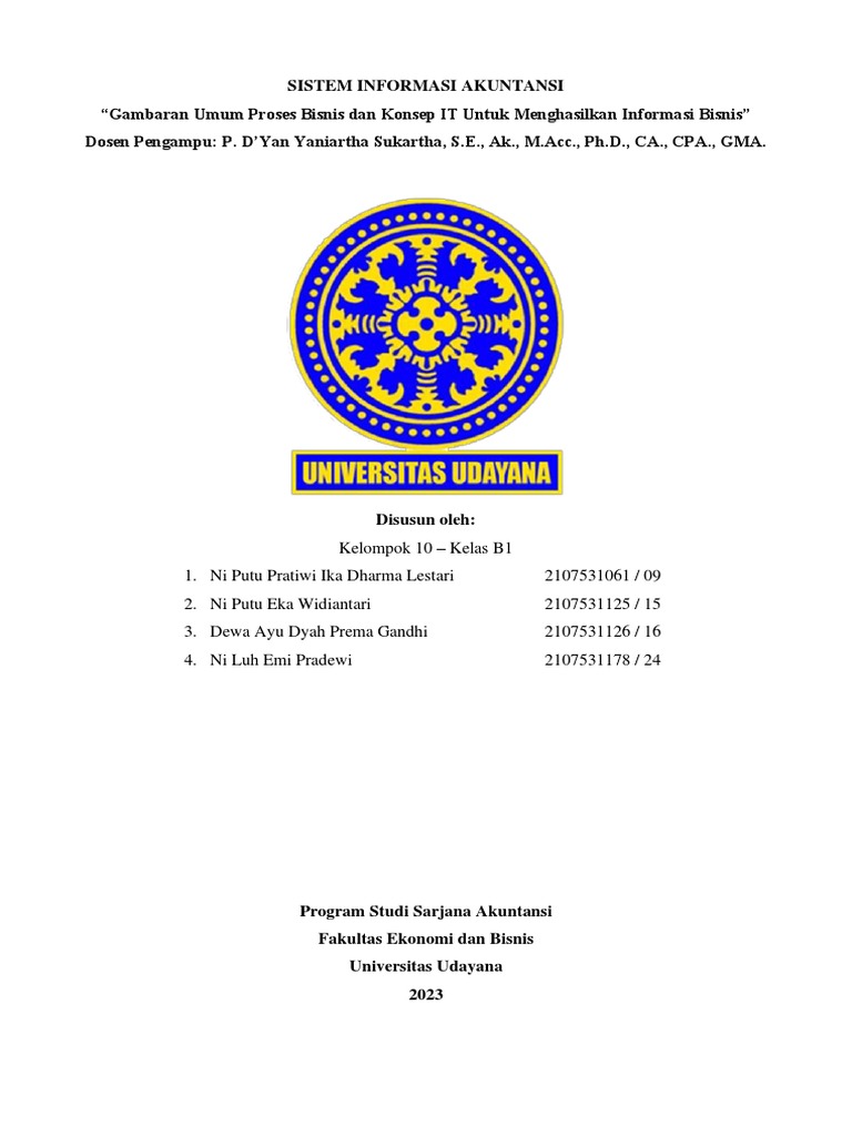 Kelompok 10 Konsep Dasar Sia Bisnis Dan Keterkaitan Proses Bisnis