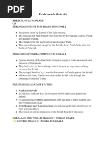 Kerala Towards Modernity NOTES
