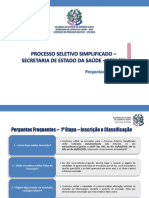 Perguntas Frequentes - Processo Seletivo - Sesa